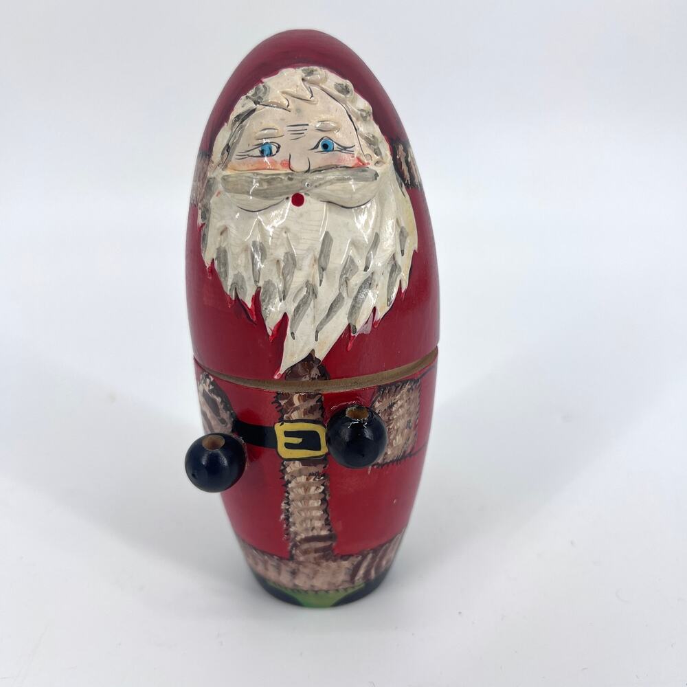 Vintage Hand Painted Santa Matryoshka Nesting Dolls 5.5" Tall 5 Santas in All